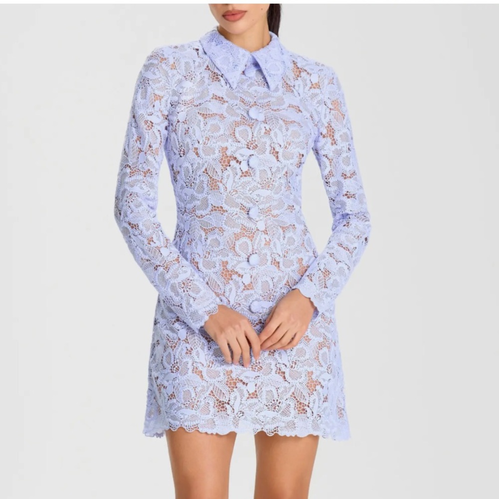 Nadine merabi Lorna Floral Lace Long Sleeve Cocktail Minidress